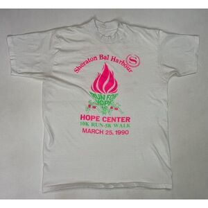 VINTAGE Sheraton Run For Hope 1990 Graphic T-shirt Men Medium 90s Single Stitch